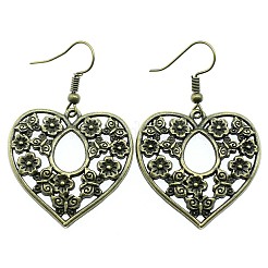 Серьги-подвески из цинкового сплава и железа в форме полого сердца&nbsp;FS-WG092B4-02