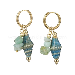 Серьги-кольца в форме ракушки из латуни&nbsp;EJEW-JE06747-03