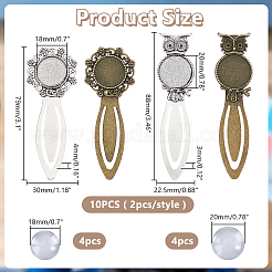 8 шт. 4 стила для закладки в тибетском стиле с оправой кабошон AJEW-HY0002-03