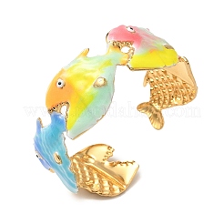 Браслеты-манжеты из нержавеющей стали Ocean 304 с эмалью для женщин&nbsp;LS-BJEW-F518-02B-G