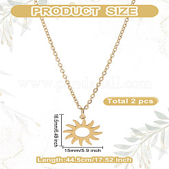 1 шт. ожерелье из нержавеющей стали 304 с подвеской в виде солнца&nbsp;NJEW-LP0001-47
