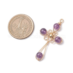 4 шт. 4 подвески с натуральным аметистом и сердоликом (окрашенным и нагретым)&nbsp;PALLOY-TA00326