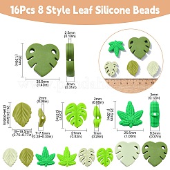 16 шт. 8 силиконовых бусины в виде листьев&nbsp;SIL-CJ0001-73