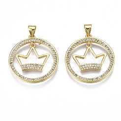 Латунные микропаве прозрачные подвески с фианитом&nbsp;KK-Q769-001-NF