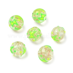 Светящиеся стеклянные бусины ручной работы с эмалью золотого песка&nbsp;LAMP-U004-08B