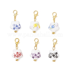 6 шт. двухцветных фарфоровых подвесных украшений&nbsp;HJEW-JM03938-02