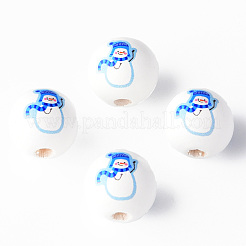 Расписные круглые бусины из натурального дерева WOOD-N006-183