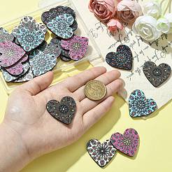 30шт 5 цвета подвески из натуральной липы с принтом&nbsp;WOOD-CJ0001-85