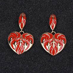 Серьги-гвоздики с эмалевым сплавом в форме сердца&nbsp;FS-WGEB77F-02