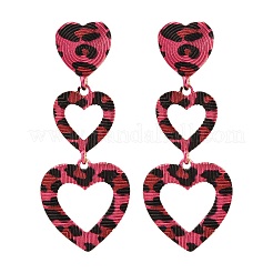 Серьги-гвоздики из сплава с кисточками в форме сердца с леопардовым принтом&nbsp;LS-EJEW-Z112-05G