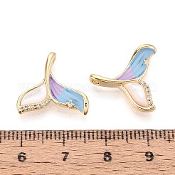 Подвески из латуни с микропаве из кубических цирконий и ракушек&nbsp;KK-T072-38G