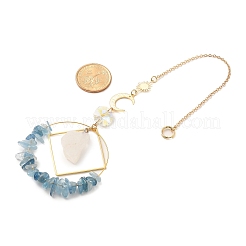 Подвесные ловцы солнца из натурального аквамарина с бусинами&nbsp;HJEW-TA00288-03