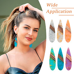 12шт 6 цвета прозрачной смолы и орехового дерева большие подвески&nbsp;RESI-TA0002-73