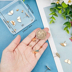 14 шт. латунная полукруглая фурнитура для сережек-гвоздиков&nbsp;KK-BBC0010-87