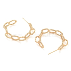 Стойка покрытие текстурированный кабель цепь латунные серьги-гвоздики&nbsp;EJEW-M090-06G