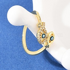 Кольца из латуни с синим сглазом и прозрачными кубическими цирконами&nbsp;RJEW-A088-02G