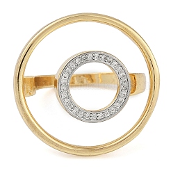 Кольцо латунное микропаве прозрачный кубический цирконий открытое кольцо-манжета для женщин&nbsp;RJEW-Q819-16G
