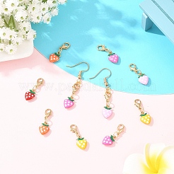 10 шт. подвеска в виде клубники из нержавеющей стали 304 с эмалью&nbsp;HJEW-YW00295