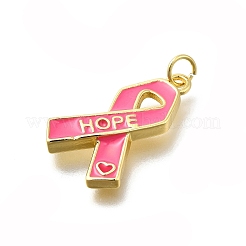 Октябрь рак груди розовая лента осведомленности латунные эмалевые подвески&nbsp;LS-KK-S517-04H-G