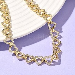 Браслет из звеньев сердца из прозрачного кубического циркония&nbsp;BJEW-G773-02G