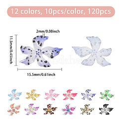 120 шт. двухцветные кабошоны из смолы в виде цветка&nbsp;MRMJ-CA0001-55