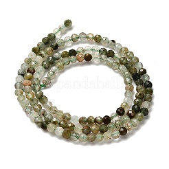 Нити бусин из натурального зеленого рутилированного кварца&nbsp;G-RM2025-A14-3mm-A