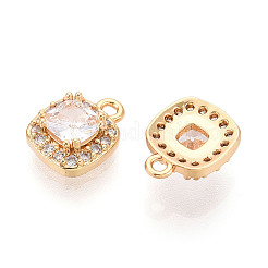 Латунные микропаве прозрачные подвески с фианитом&nbsp;KK-T078-11G