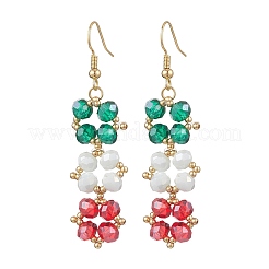 Квадратные серьги-подвески из латуни и стекла&nbsp;EJEW-TA00726