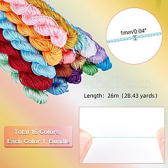 16 связка плетеных полиэфирных шнуров 16 цветов&nbsp;OCOR-PH0001-99