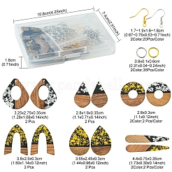 Наборы для самостоятельного изготовления сережек из непрозрачной смолы и орехового дерева&nbsp;DIY-FS0007-84