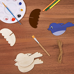 24 шт. 2 стиля птица незаконченные заготовки деревянные подвески набор для рисования искусства&nbsp;WOOD-SP0001-66