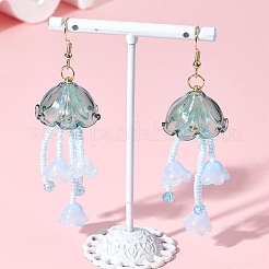 Серьги-подвески из акрила и стеклянных бусин в виде медуз&nbsp;EJEW-MZ00665