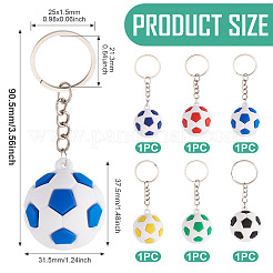 6шт 6 цвета пластиковый брелок-подвеска в виде футбольного мяча&nbsp;KEYC-TA0001-60