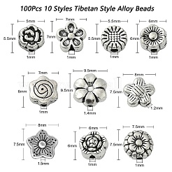 100шт 10 стиля бусины из сплава в тибетском стиле&nbsp;TIBEB-CJ0001-20
