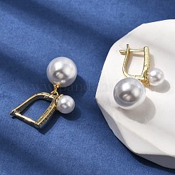 Серьги-кольца из латуни с микропаве из кубического циркония&nbsp;EJEW-H180-10G