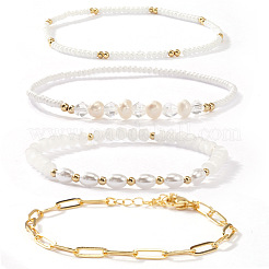 4 шт. 4 стиля модных эластичных браслетов из пластика с имитацией жемчуга&nbsp;SF7008-1