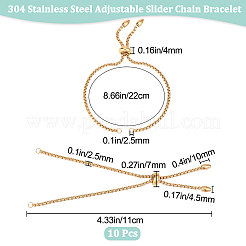 10шт регулируемые слайдерные браслеты из нержавеющей стали 304 для изготовления&nbsp;STAS-BBC0001-86