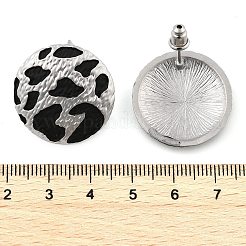 Леопардовый принт латунные эмалевые серьги-гвоздики для женщин&nbsp;EJEW-U055-15A-P