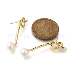 Серьги-гвоздики с латунным покрытием и прозрачным кубическим цирконием&nbsp;EJEW-H143-23G