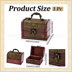 Вырезанная полая 1шт винтажная деревянная шкатулка для украшений&nbsp;AJEW-CL0001-12B