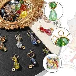 16шт 8 цвета стеклянные подвески&nbsp;PALLOY-CJ00093