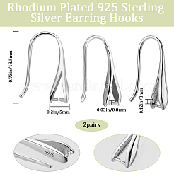 2 пара сережек-крючков из стерлингового серебра с родиевым покрытием&nbsp;STER-BBC0006-70