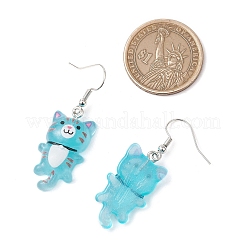 Серьги-подвески в форме кошки из прозрачной смолы&nbsp;EJEW-JE06379