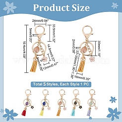 5 шт. 5 стиля натуральный драгоценный камень самородки бусина кисточка кулон брелок KEYC-NB0001-51