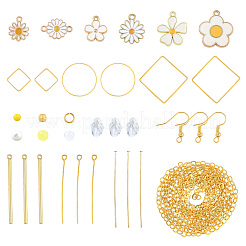 Наборы для самостоятельного изготовления сережек-подвесок в виде ромашек&nbsp;DIY-YW0016-27