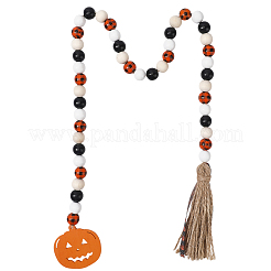 Круглые настенные украшения из натурального дерева на Хэллоуин&nbsp;HJEW-WH20004-15