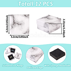 Квадратная мраморная текстура картонная коробочка для колец для ювелирных изделий&nbsp;CON-TAC0009-05A