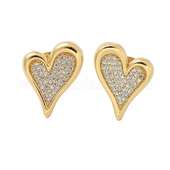 Женские серьги-гвоздики из латуни с микропаве и прозрачным кубическим цирконием&nbsp;LS-EJEW-U034-01G-02