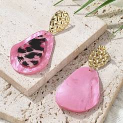 Серьги-гвоздики с леопардовым принтом из нержавеющей стали 304&nbsp;EJEW-Z084-14G-03