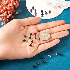 12 шт. серьги-гвоздики с двухцветными кубическими цирконами и бриллиантами&nbsp;EJEW-TA0001-09